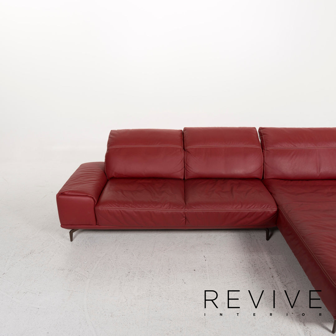 Musterring Leather Sofa Red Corner Sofa #12806