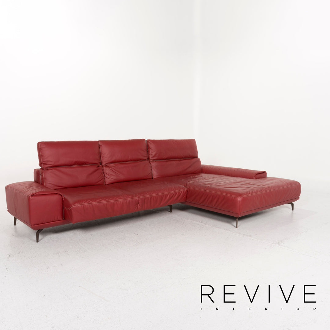 Musterring Leather Sofa Red Corner Sofa #12806
