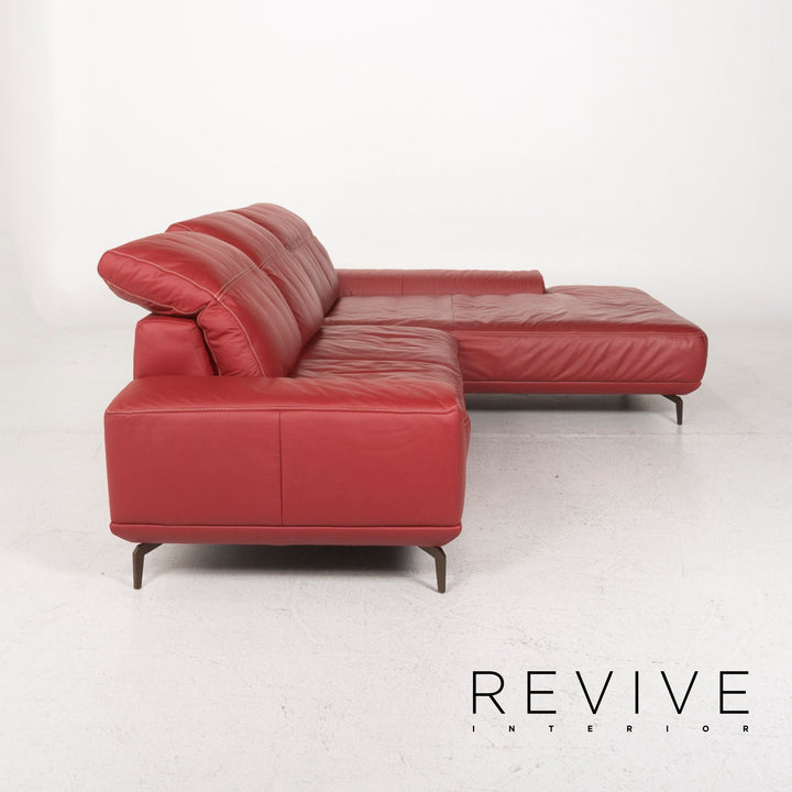 Musterring Leather Sofa Red Corner Sofa #12806
