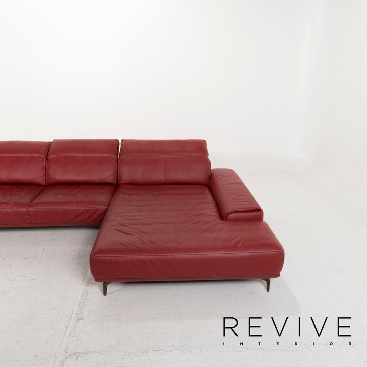 Musterring Leather Sofa Red Corner Sofa #12806