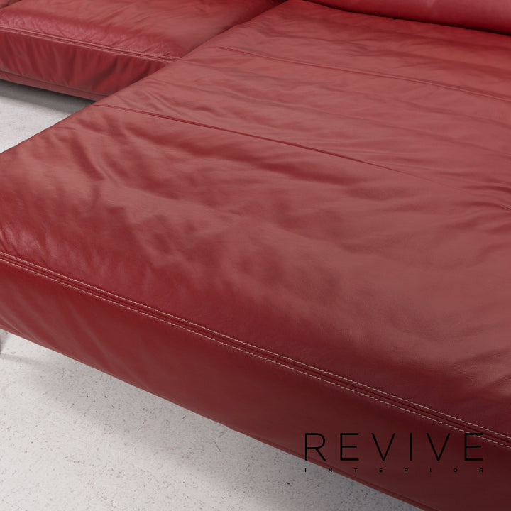 Musterring Leather Sofa Red Corner Sofa #12806
