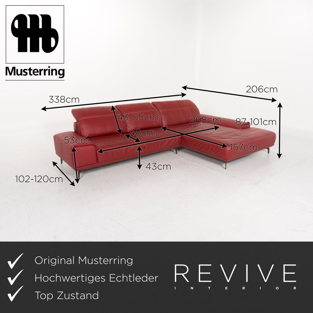 Musterring Leather Sofa Red Corner Sofa #12806