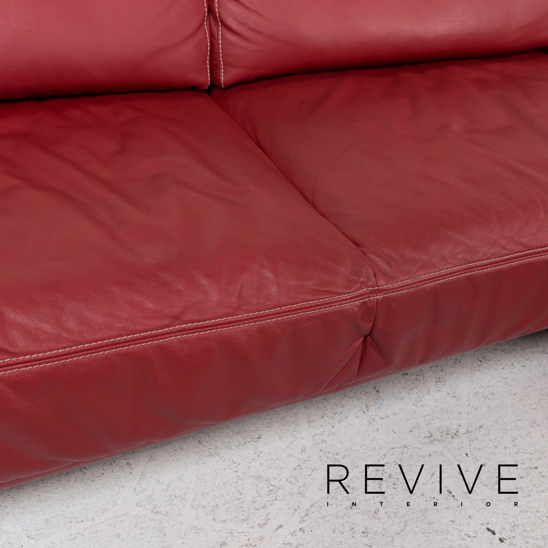 Musterring Leather Sofa Red Corner Sofa #12806
