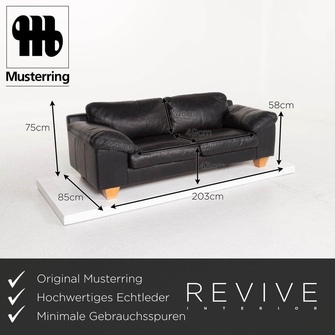 Musterring Leder Sofa Schwarz Dreisitzer #12795