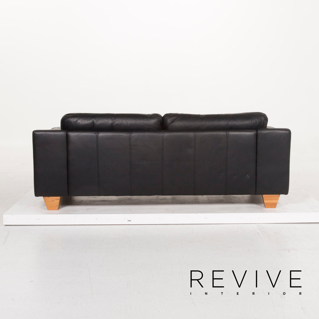 Musterring Leder Sofa Schwarz Dreisitzer #12795