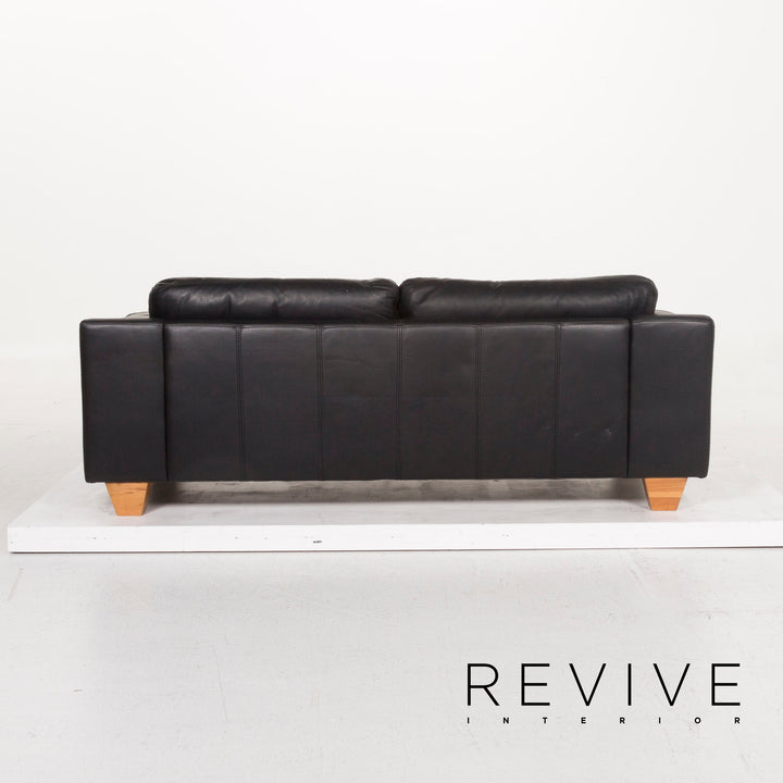 Musterring Leder Sofa Schwarz Dreisitzer #12795