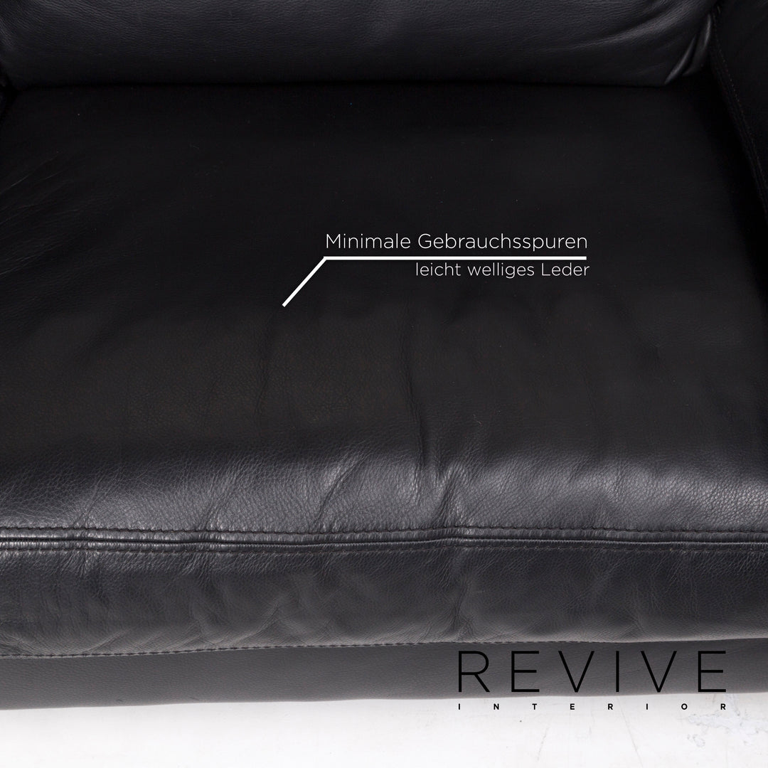 Musterring Leder Sofa Schwarz Dreisitzer #12795