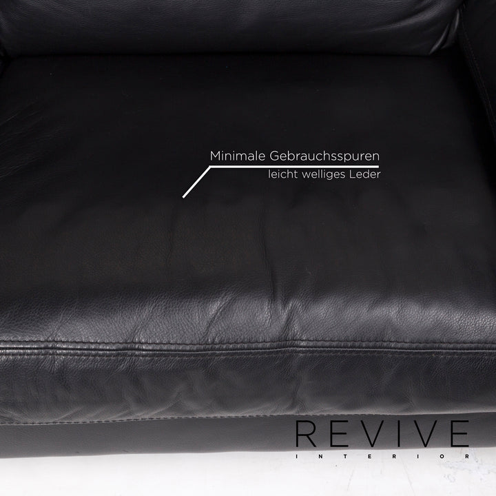 Musterring Leder Sofa Schwarz Dreisitzer #12795