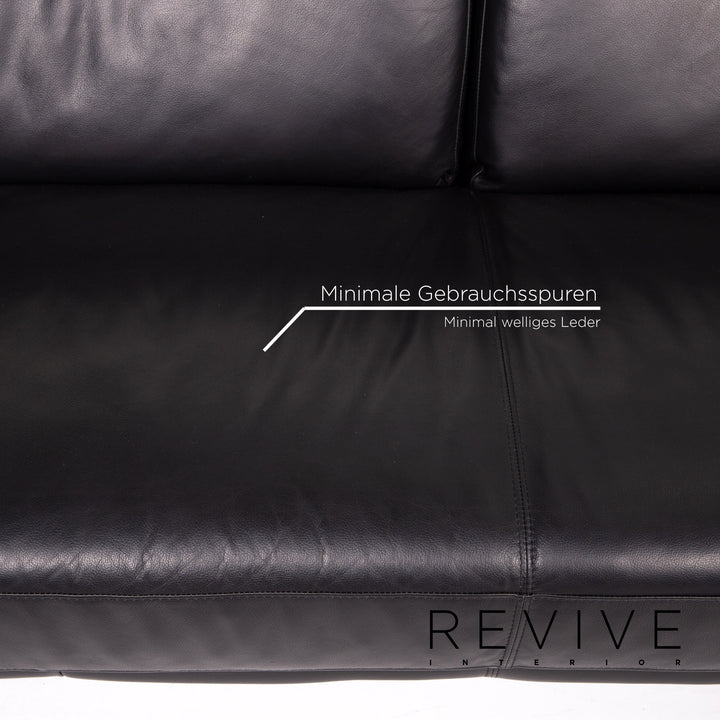 Musterring leather sofa black two-seater couch #14067