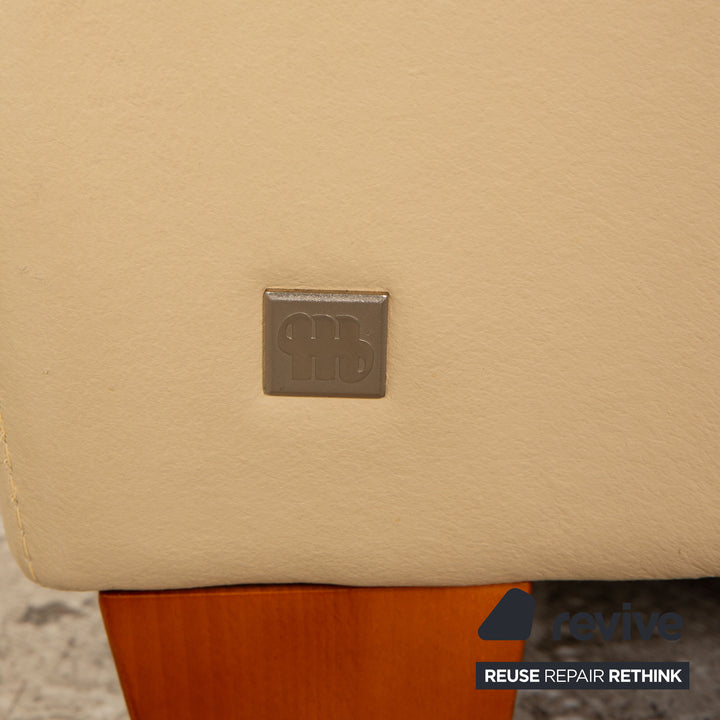 Musterring Leder Zweisitzer Creme Sofa Couch