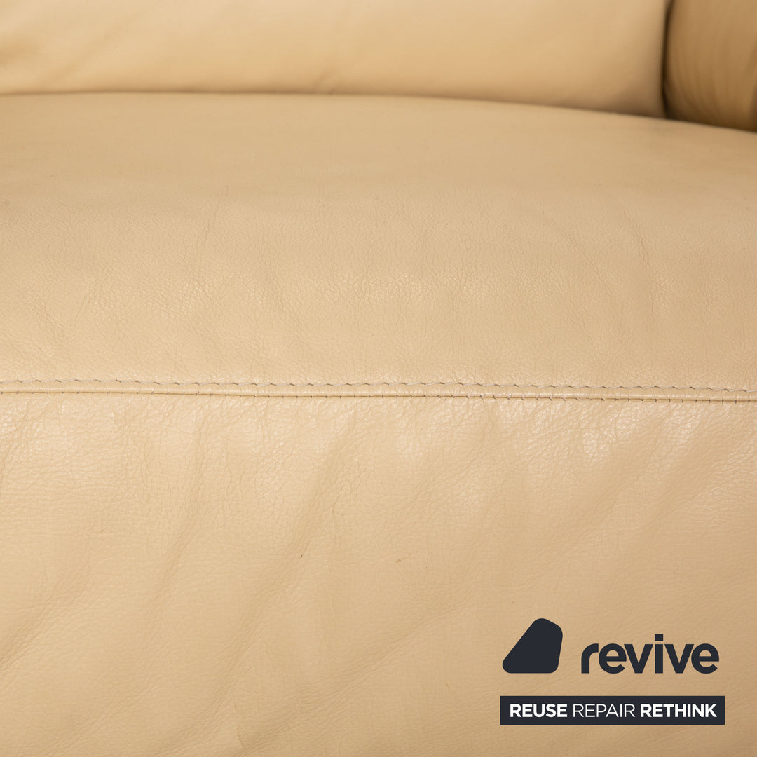 Musterring Leder Zweisitzer Creme Sofa Couch