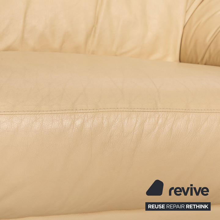 Musterring Leder Zweisitzer Creme Sofa Couch
