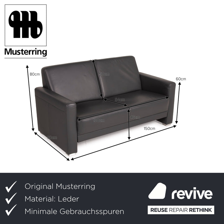 Musterring MR 140 leather sofa anthracite two-seater grey
