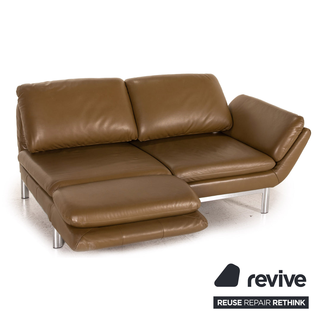 Musterring MR 675 leather sofa green olive two-seater function relax function couch