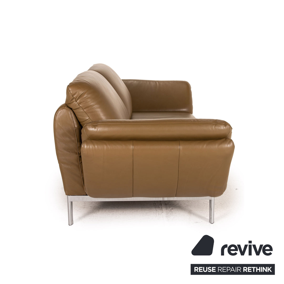Musterring MR 675 leather sofa green olive two-seater function relax function couch