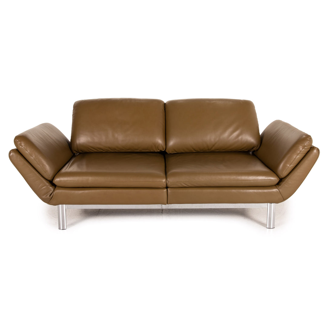 Musterring MR 675 leather sofa green olive two-seater function relax function couch