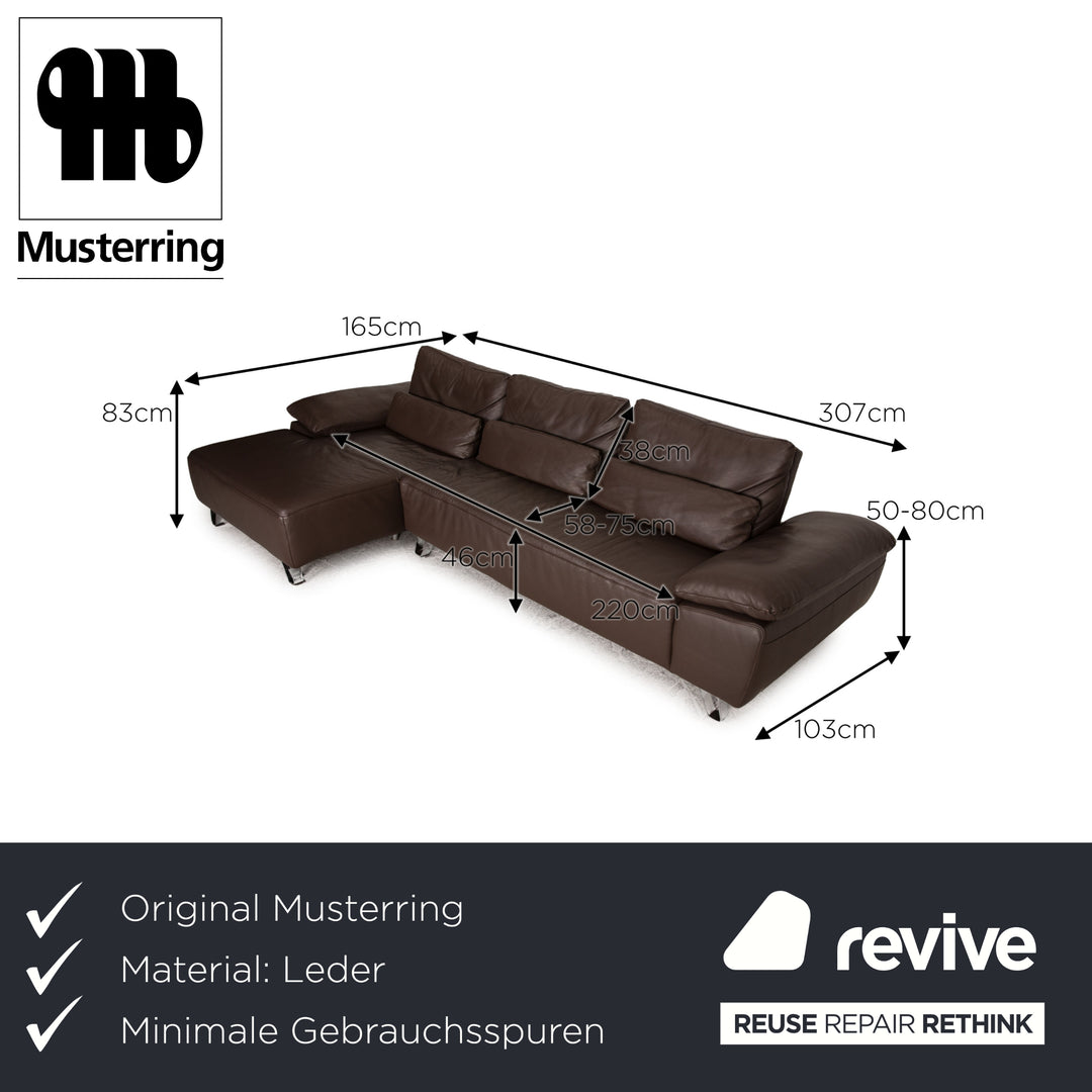 Musterring MR 680 corner sofa leather brown couch function