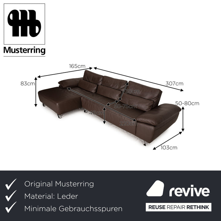 Musterring MR 680 corner sofa leather brown couch function