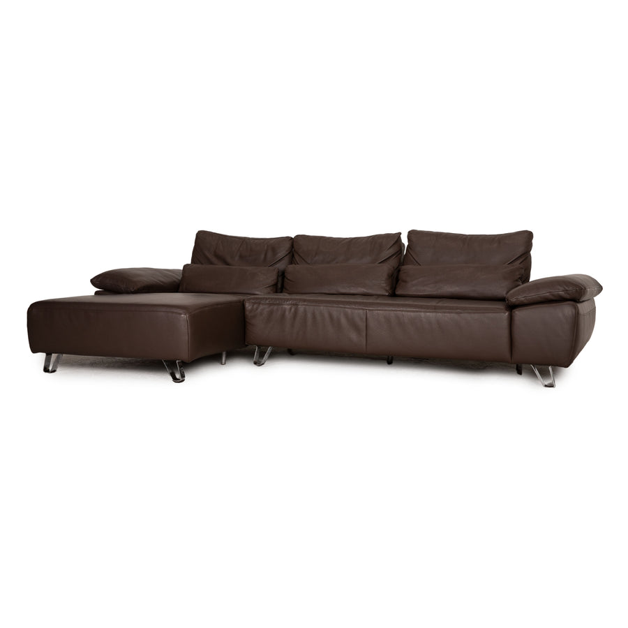 Musterring MR 680 corner sofa leather brown couch function