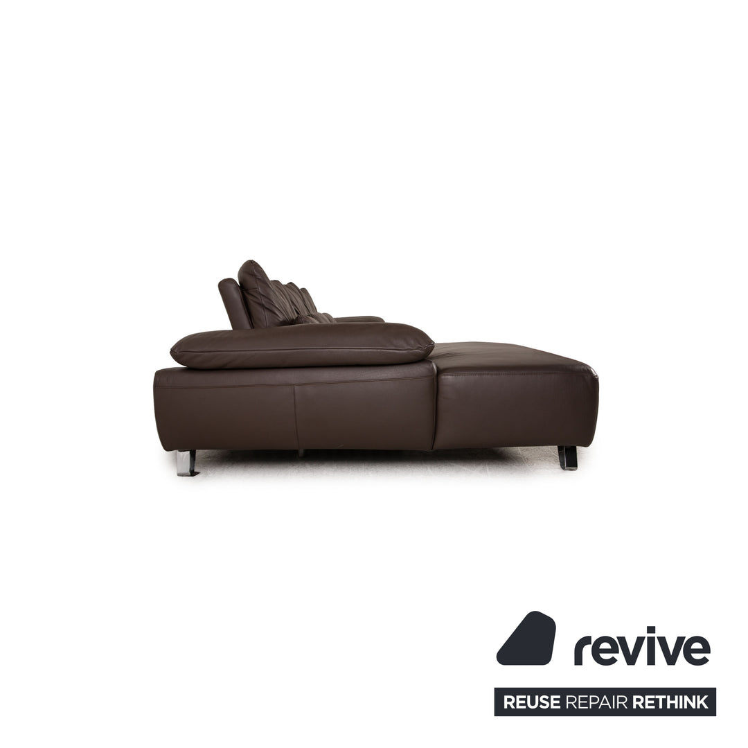Musterring MR 680 corner sofa leather brown couch function