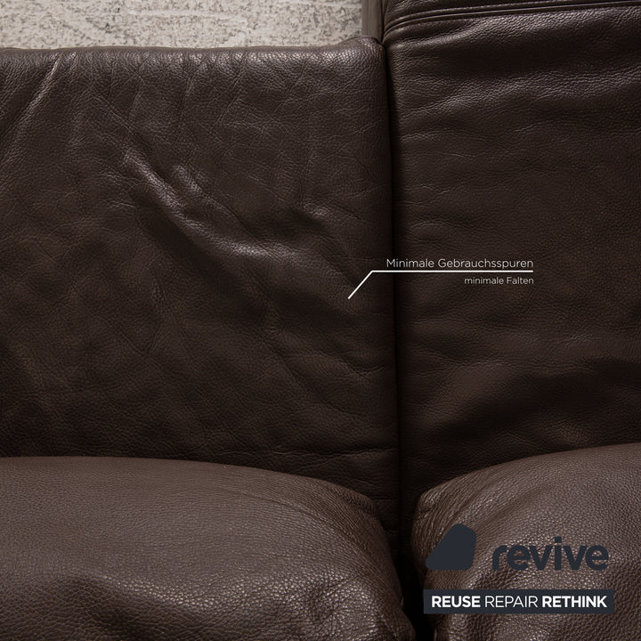 Musterring MR 680 corner sofa leather brown couch function