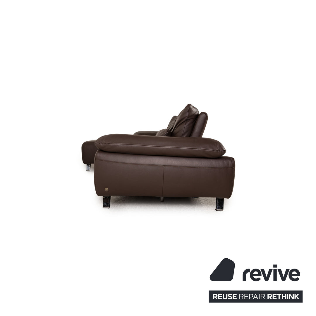 Musterring MR 680 corner sofa leather brown couch function