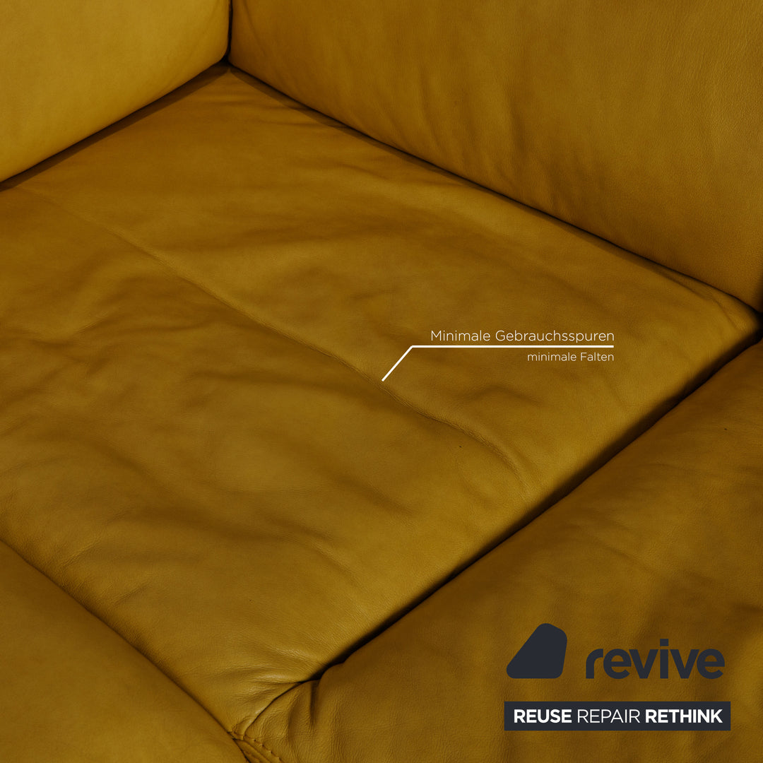 Musterring MR2490 Leder Sofa Garnitur Gelb Ecksofa Hocker Couch