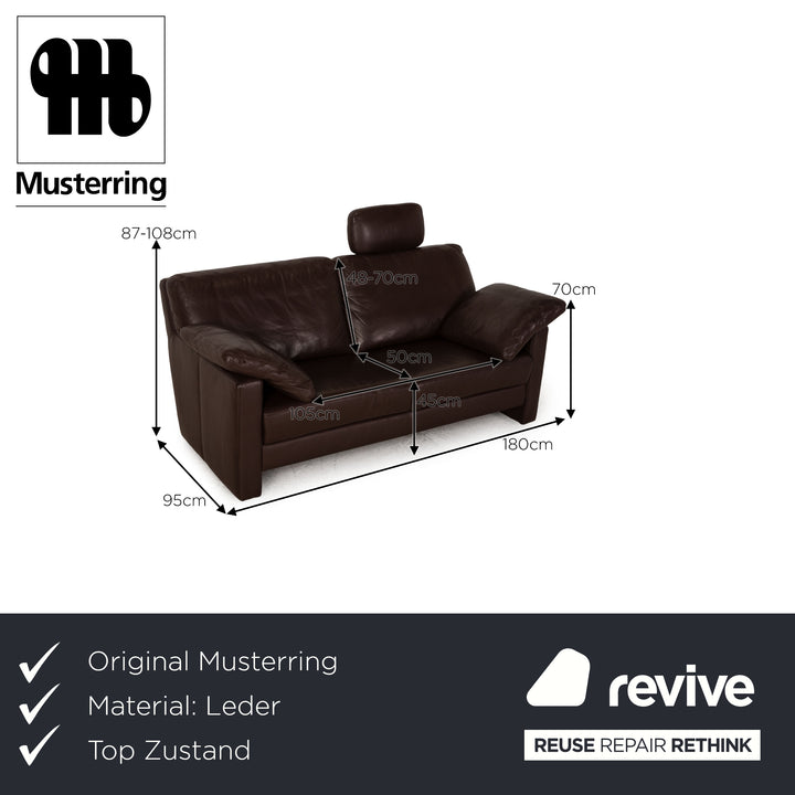 Musterring MR2830 Leather Three Seater Brown Sofa Couch