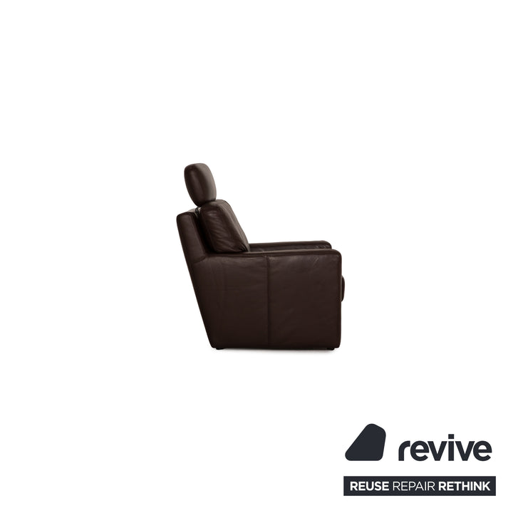 Musterring MR2830 Leder Sofa Garnitur Braun Dreisitzer Sessel Hocker