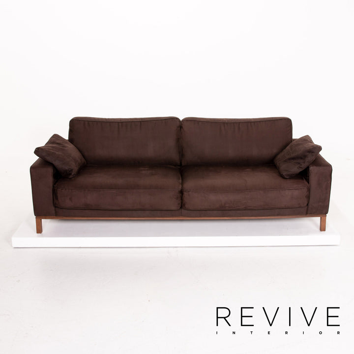 Musterring Stoff Sofa Dunkelbraun Braun Dreisitzer Couch #14214