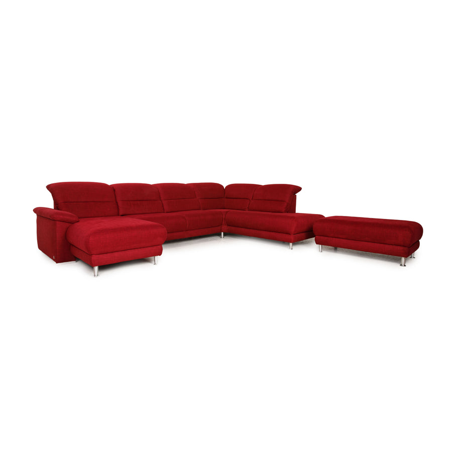 Musterring Stoff Sofa Garnitur Rot Ecksofa Hocker