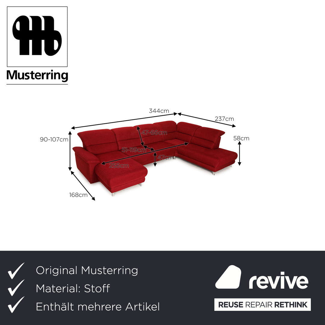 Musterring Stoff Sofa Garnitur Rot Ecksofa Hocker