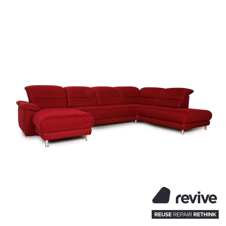 Musterring Stoff Sofa Garnitur Rot Ecksofa Hocker