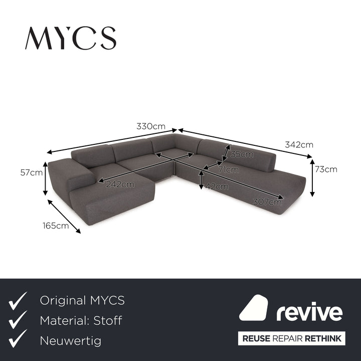 MYCS PYLLOW Fabric Corner Sofa Gray Sofa Couch