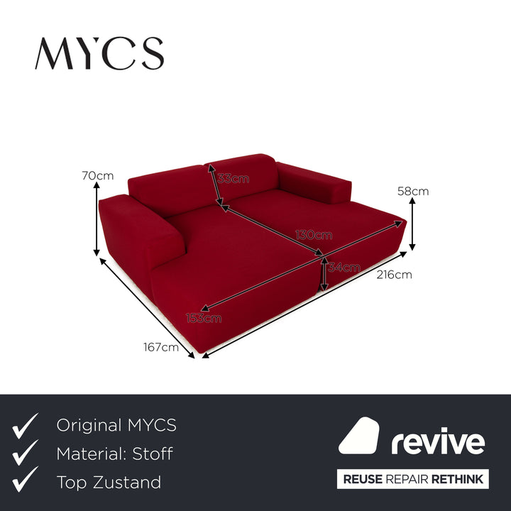MYCS PYLLOW Fabric Corner Sofa Red Sofa Couch Double Lounger