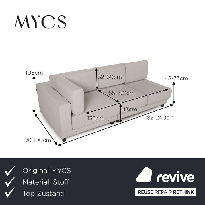 MYCS PYLLOW Fabric Sofa Gray Three Seater Couch