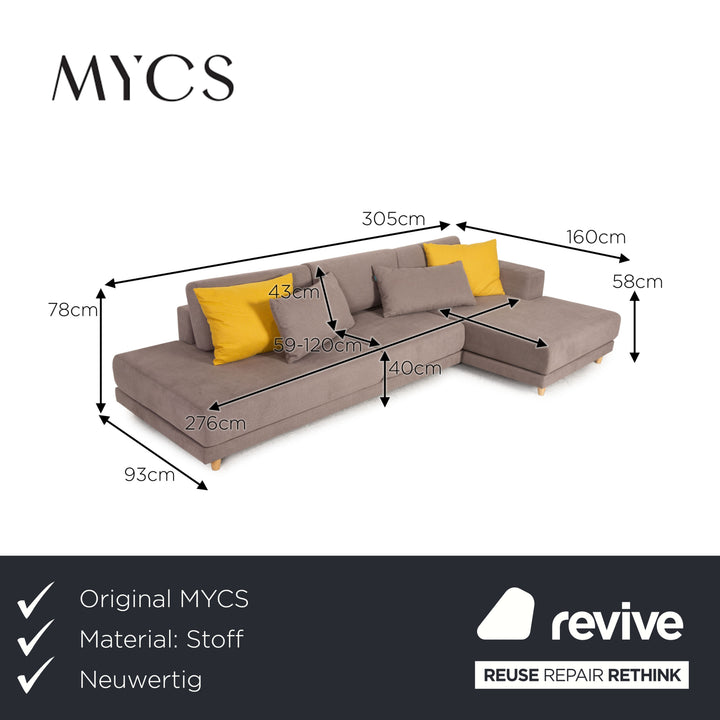 MYCS TYME fabric corner sofa beige sofa couch chaise longue right