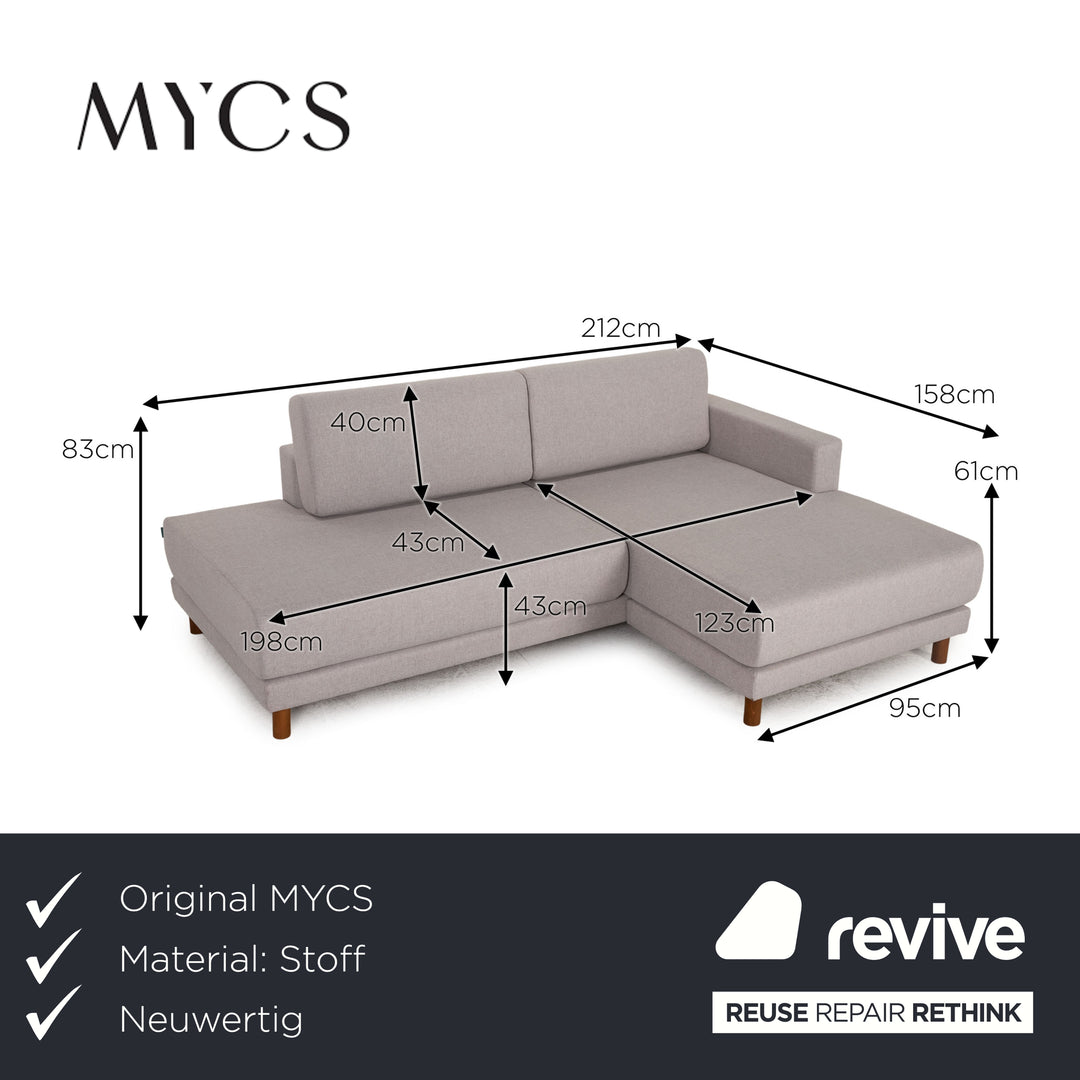 MYCS TYME Canapé d'angle en tissu Canapé gris