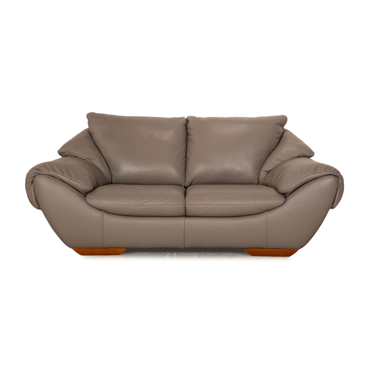 Natuzzi 2222 Leder Zweisitzer Grau Sofa Couch