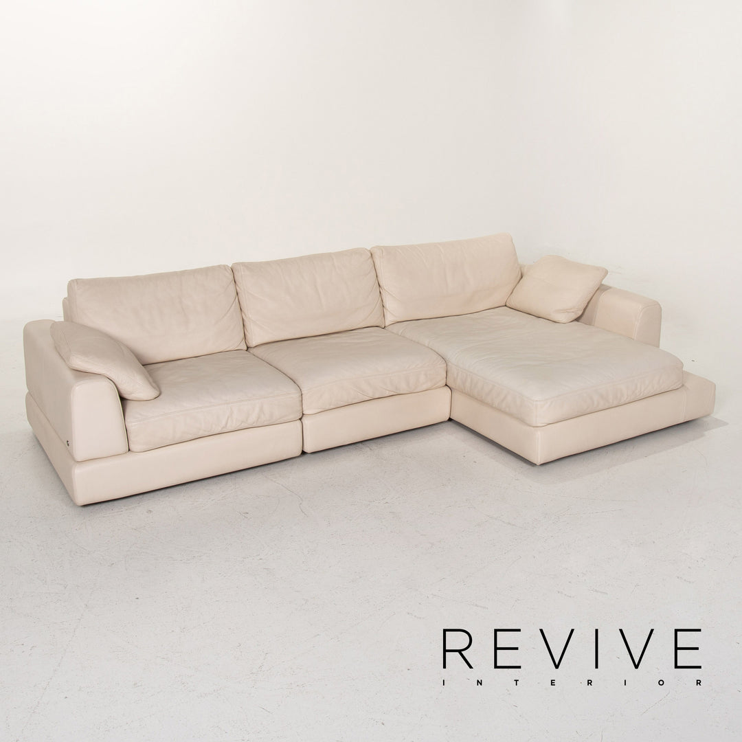 Natuzzi Diagonal 2375 Leder Ecksofa Creme Sofa Couch #14554