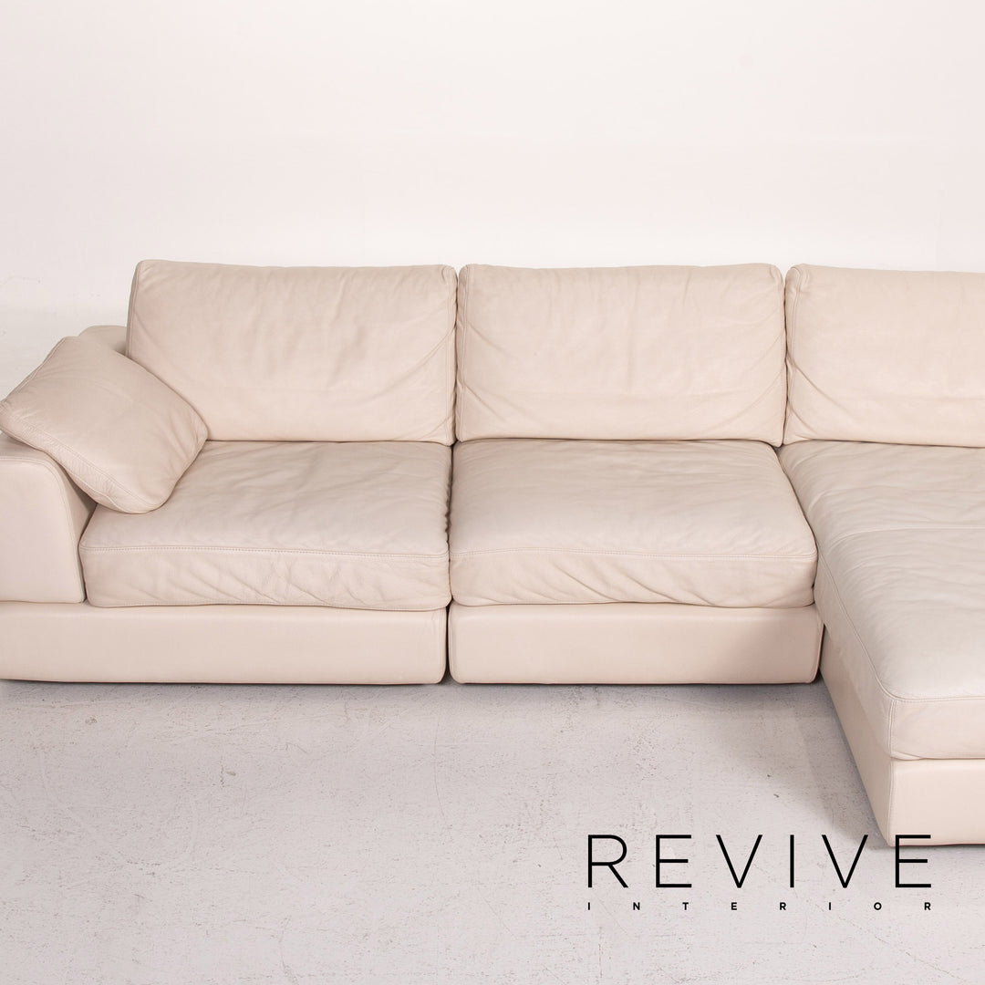 Natuzzi Diagonal 2375 Leder Ecksofa Creme Sofa Couch #14554