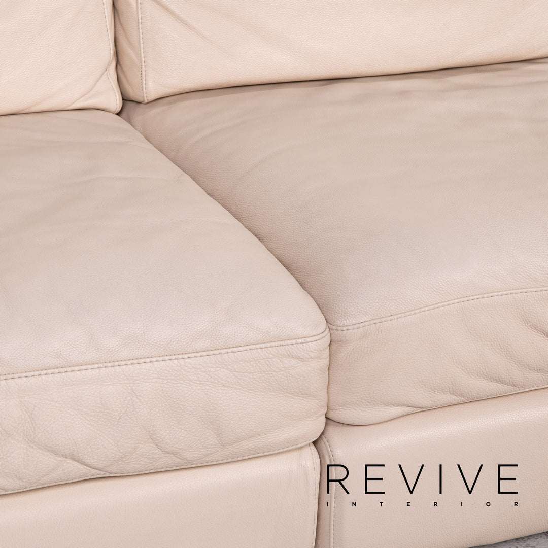 Natuzzi Diagonal 2375 Leder Ecksofa Creme Sofa Couch #14554