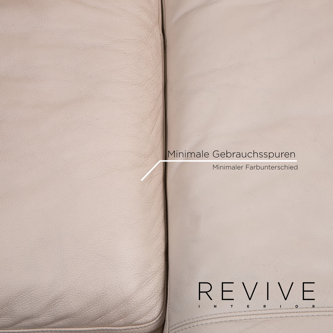 Natuzzi Diagonal 2375 Leder Ecksofa Creme Sofa Couch #14554