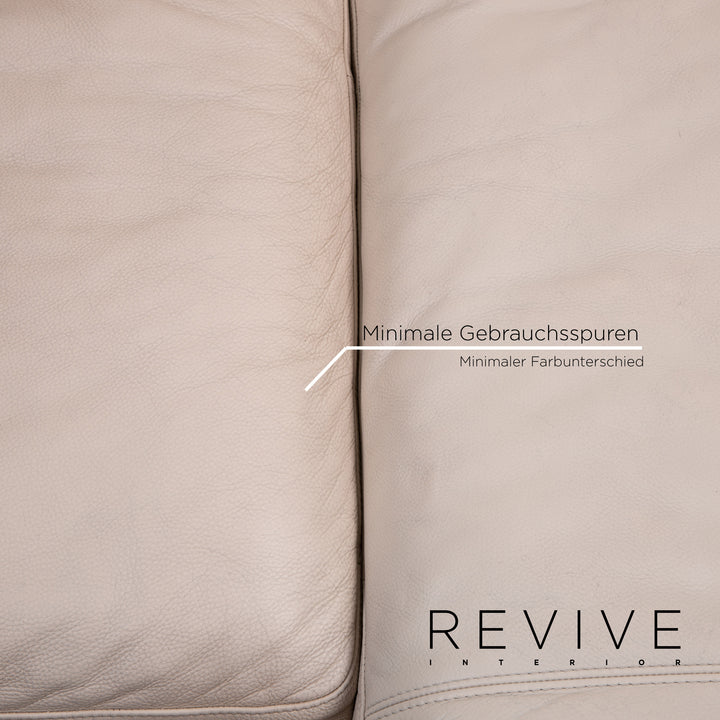 Natuzzi Diagonal 2375 Leder Ecksofa Creme Sofa Couch #14554