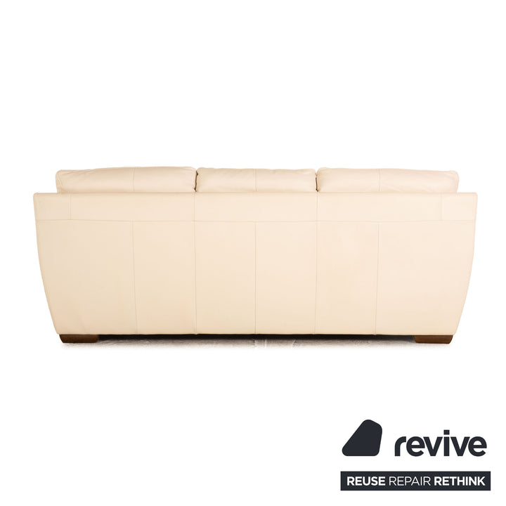 Natuzzi Leder Dreisitzer Creme Sofa Couch