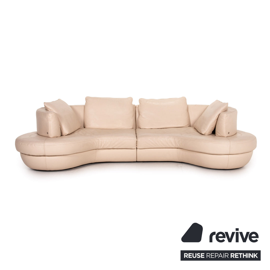 Natuzzi leather corner sofa cream function sofa couch