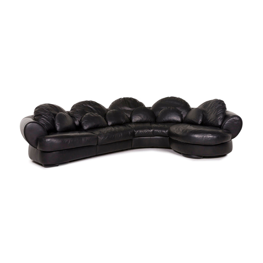 Natuzzi canapé d'angle en cuir noir canapé #12091