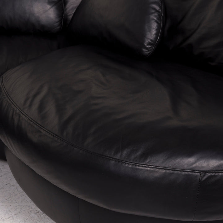 Natuzzi canapé d'angle en cuir noir canapé #12091