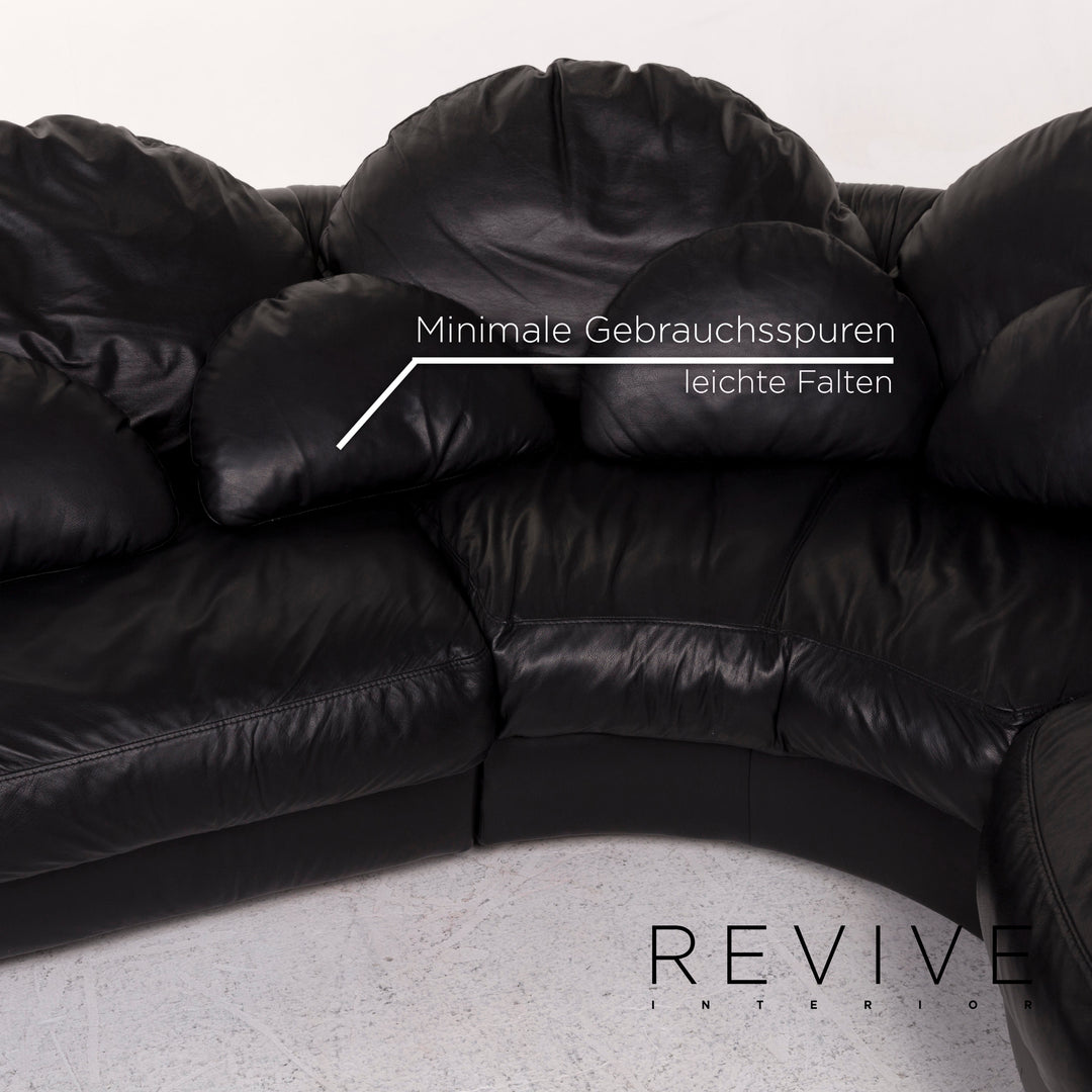 Natuzzi canapé d'angle en cuir noir canapé #12091