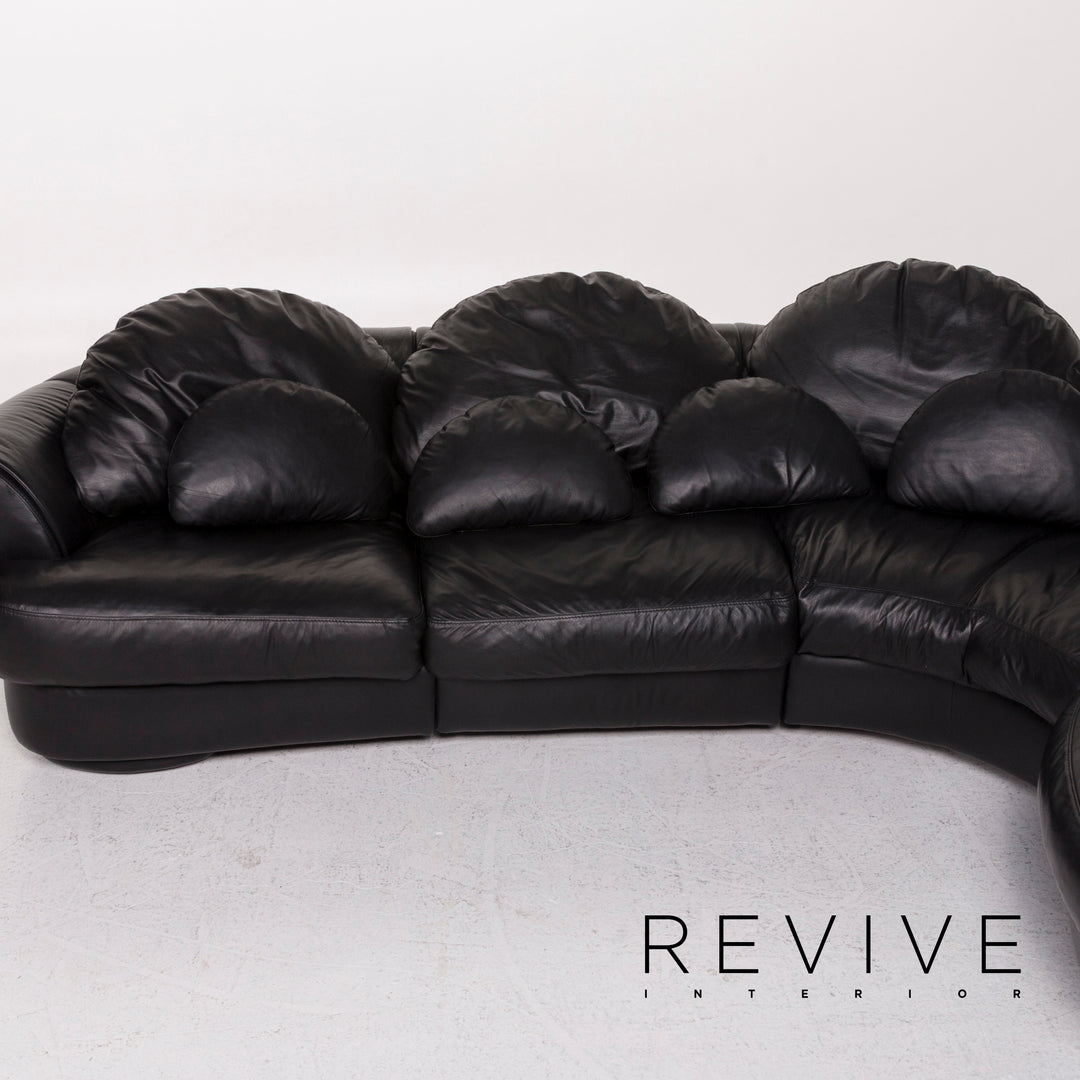 Natuzzi canapé d'angle en cuir noir canapé #12091